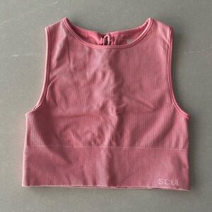 SOUL Cycle Ribbed Crop Athletic Tank with Lace-Up Back